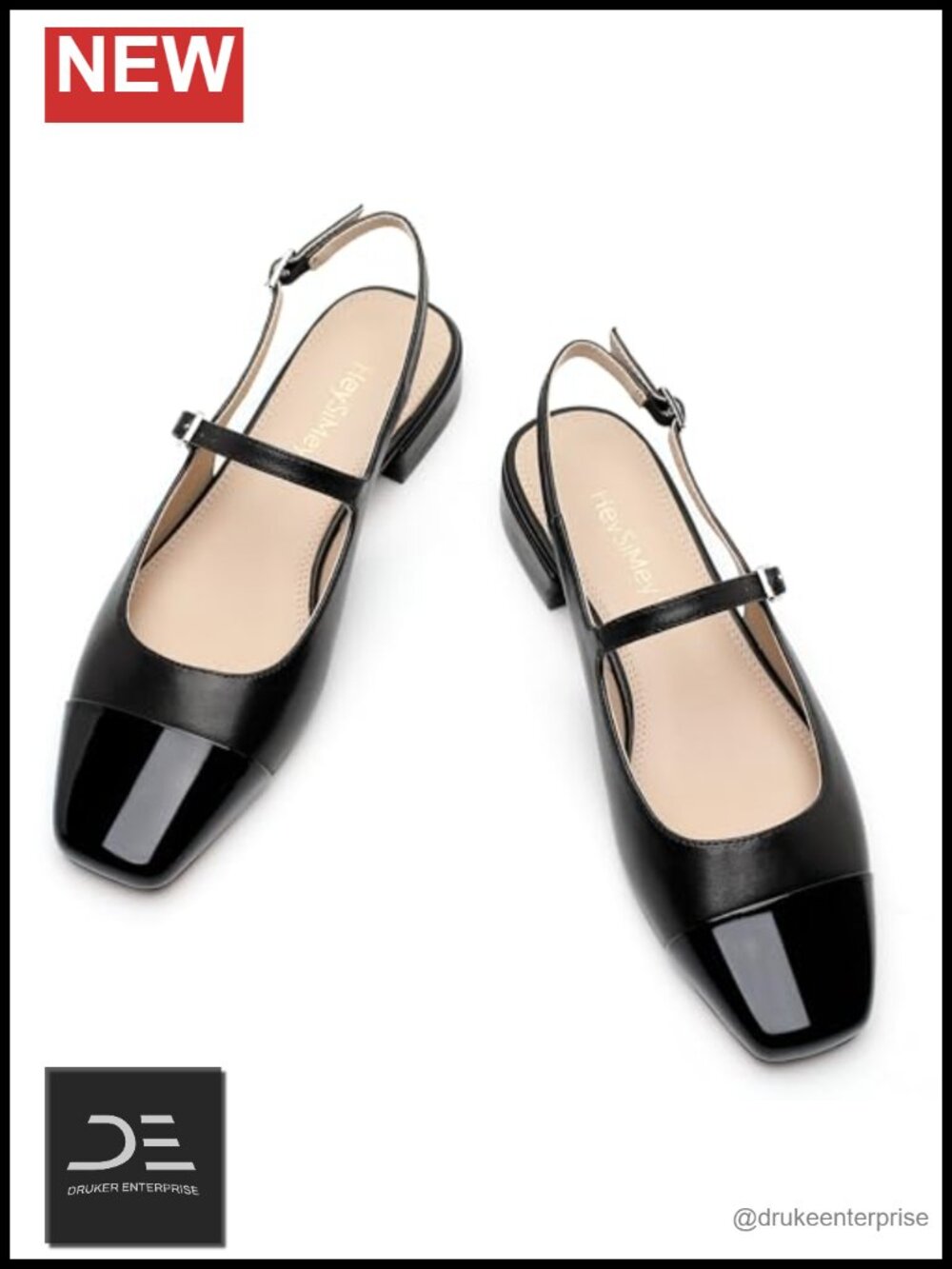 Genuine Leather Slingback Flats Square Toe Closed Toe Women's Shoes